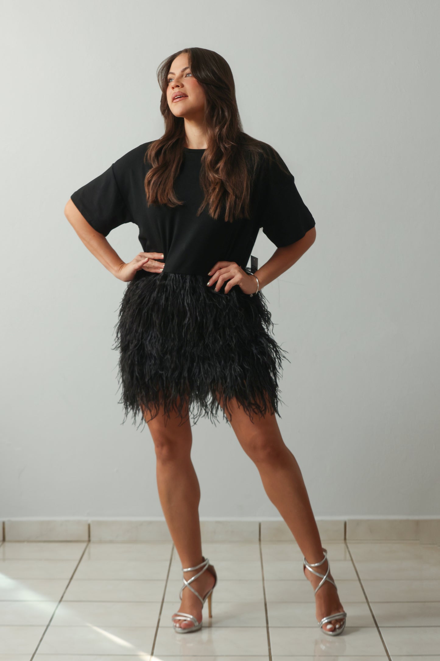 Feather Black Dress