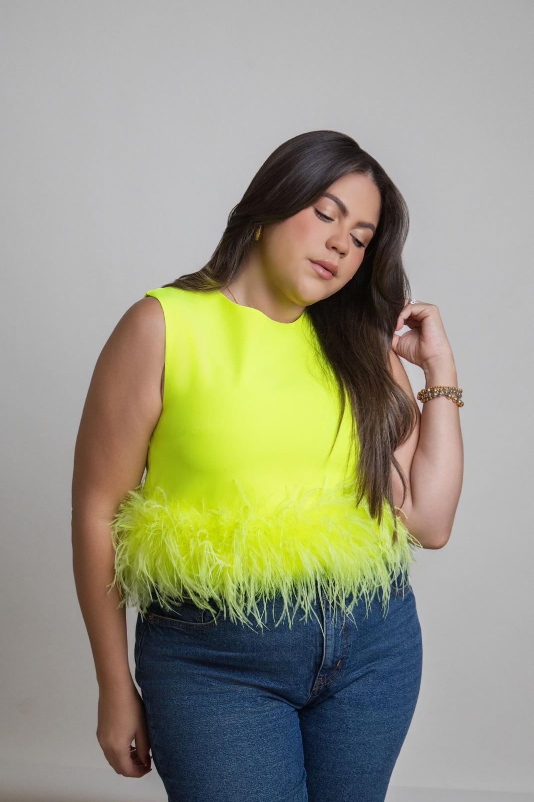 Neon Feather Top