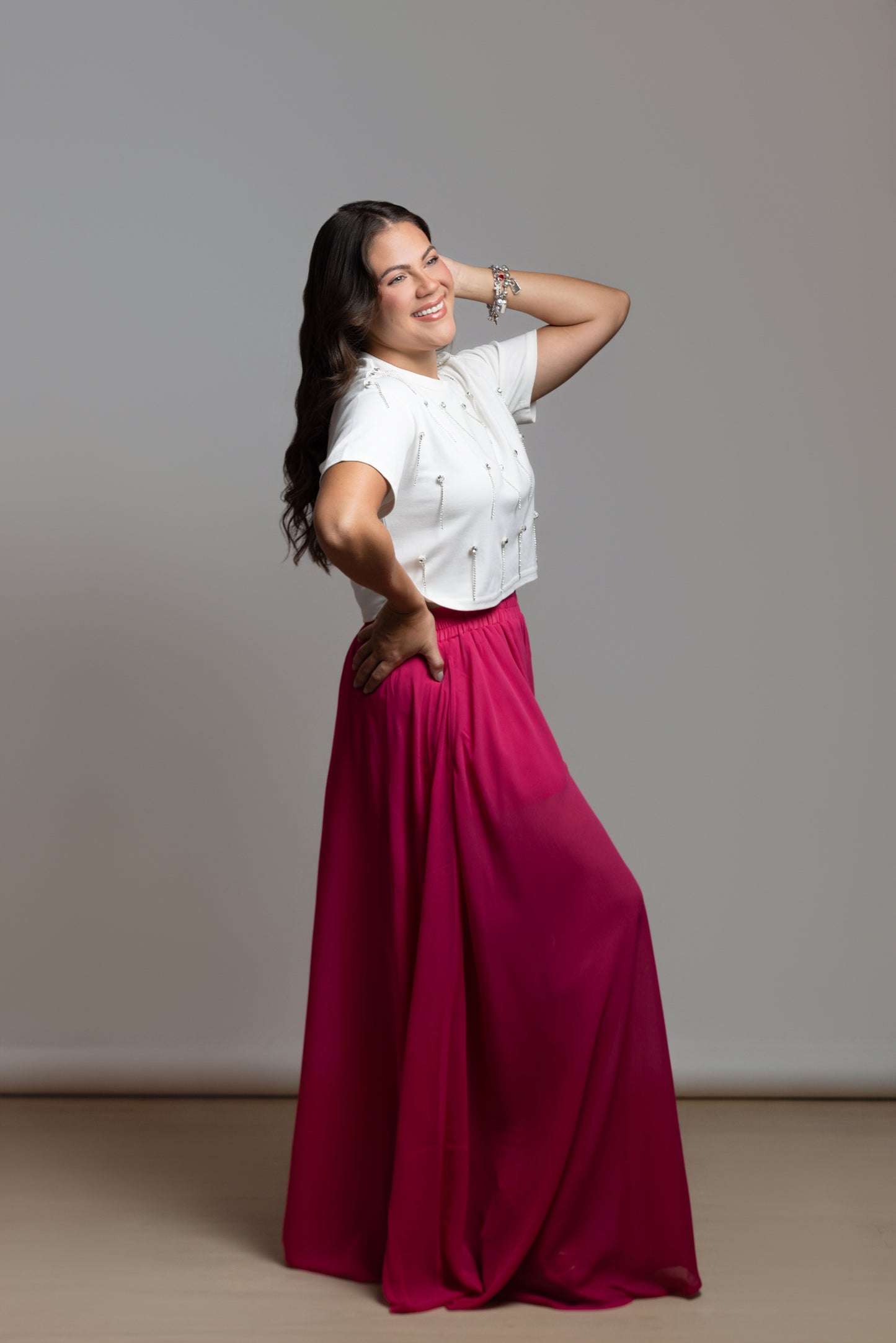 Pink Sheer Palazzo
