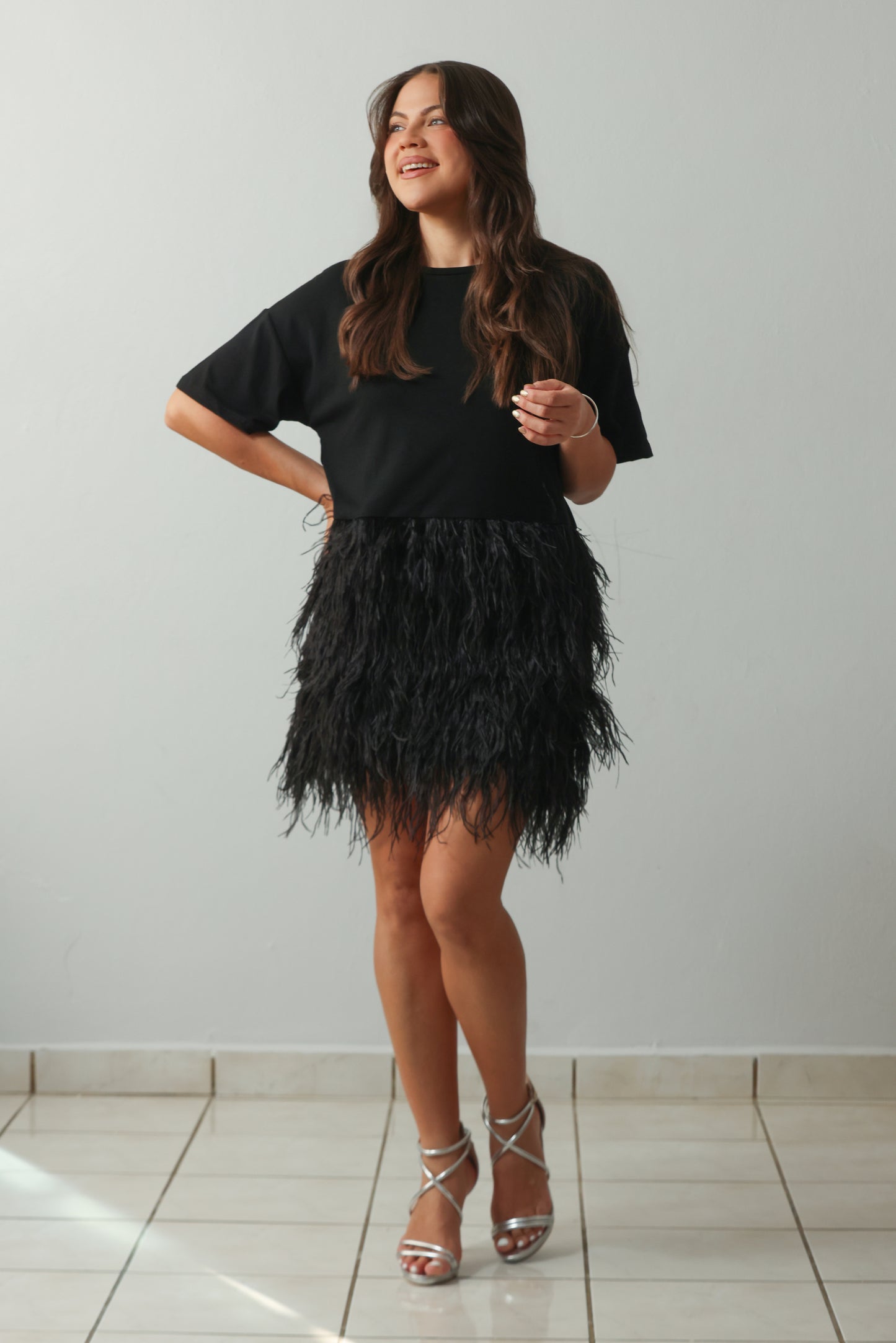 Feather Black Dress