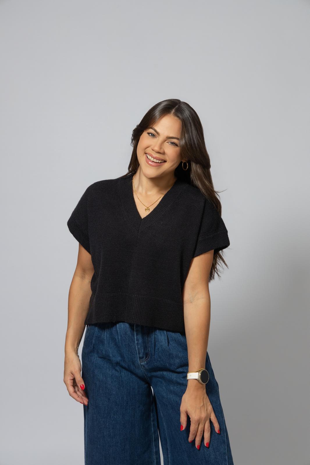 Black V Neck Sweater Vest