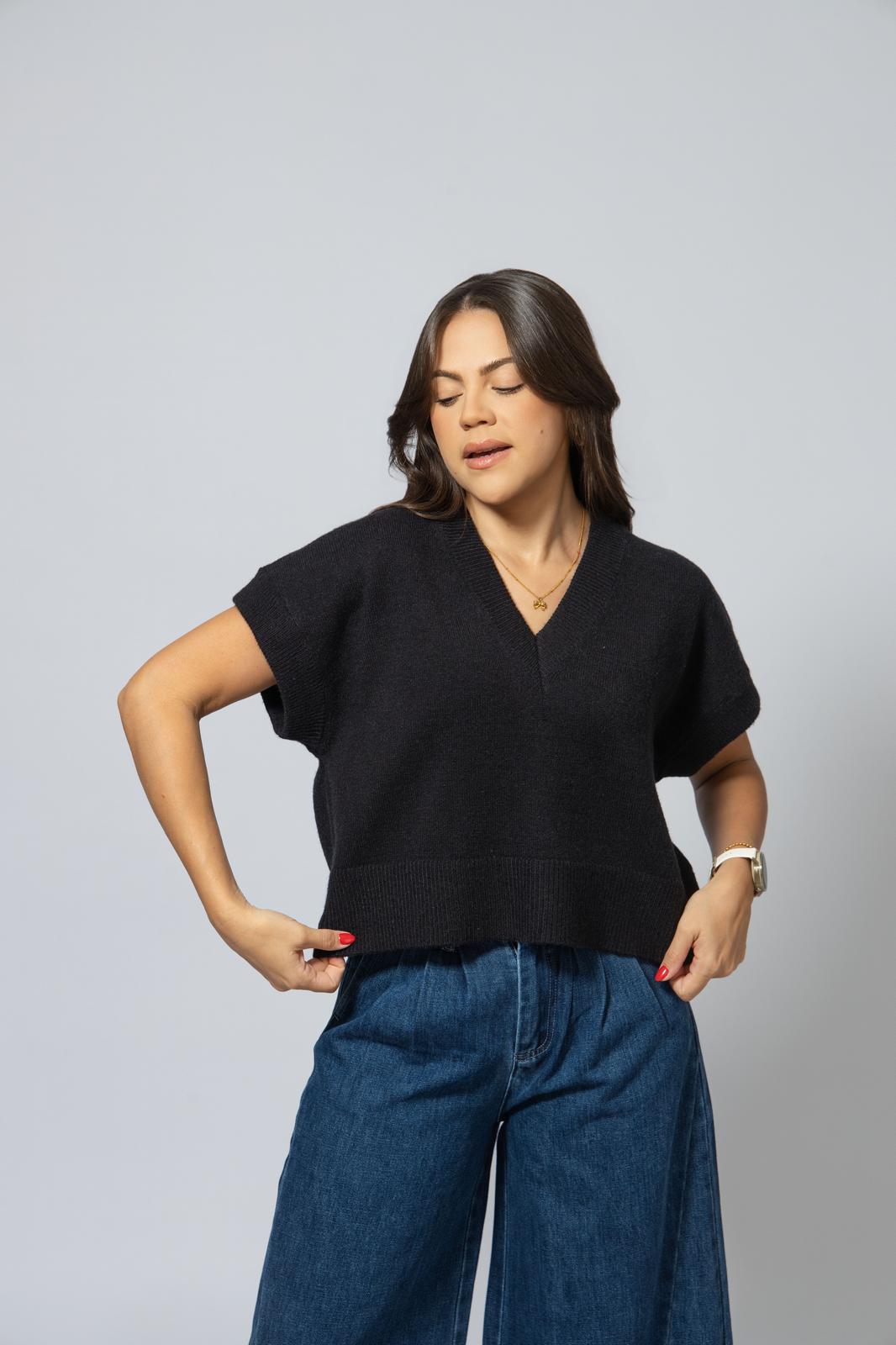 Black V Neck Sweater Vest