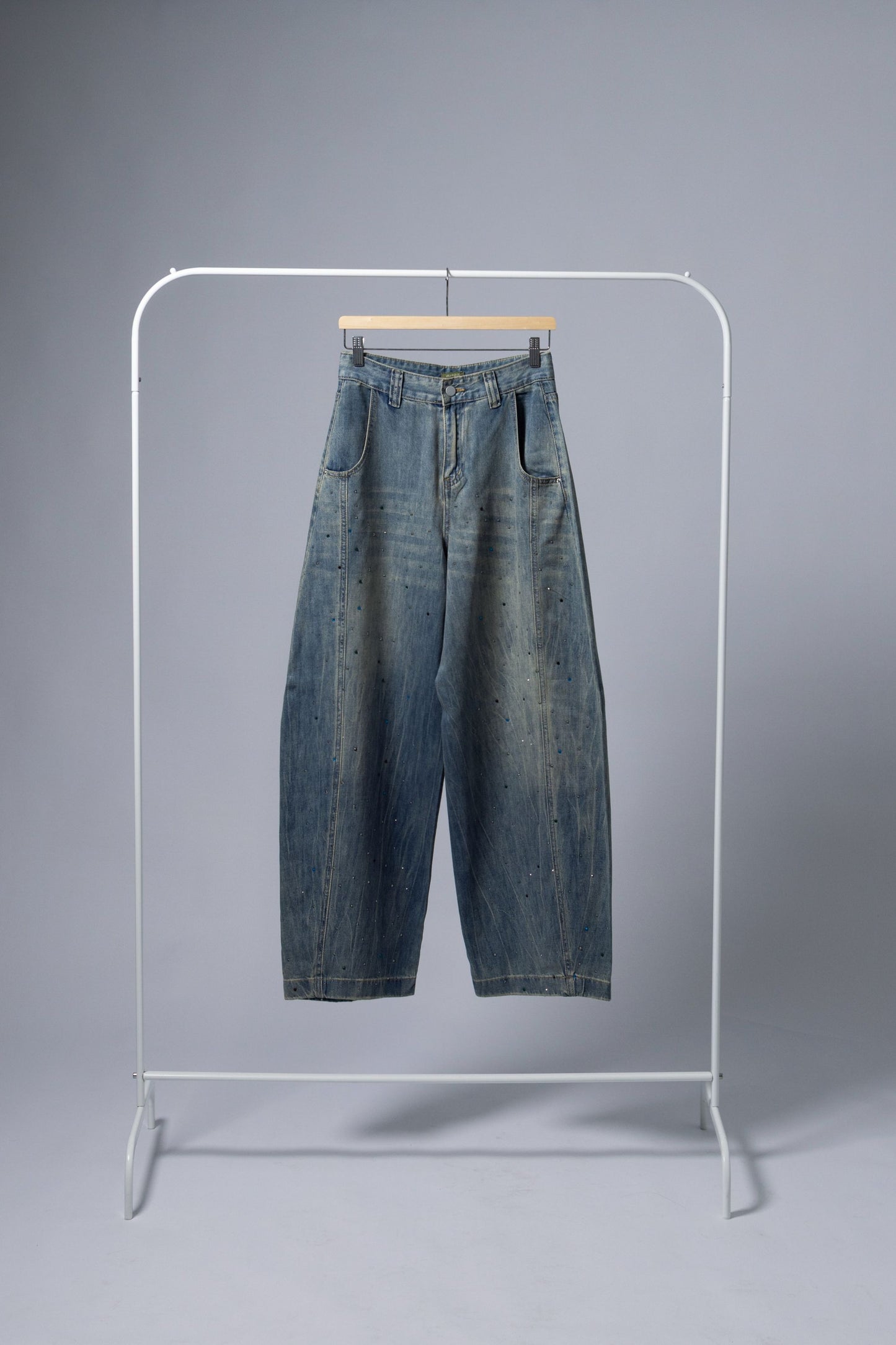 Rhinestones Barrel Jeans