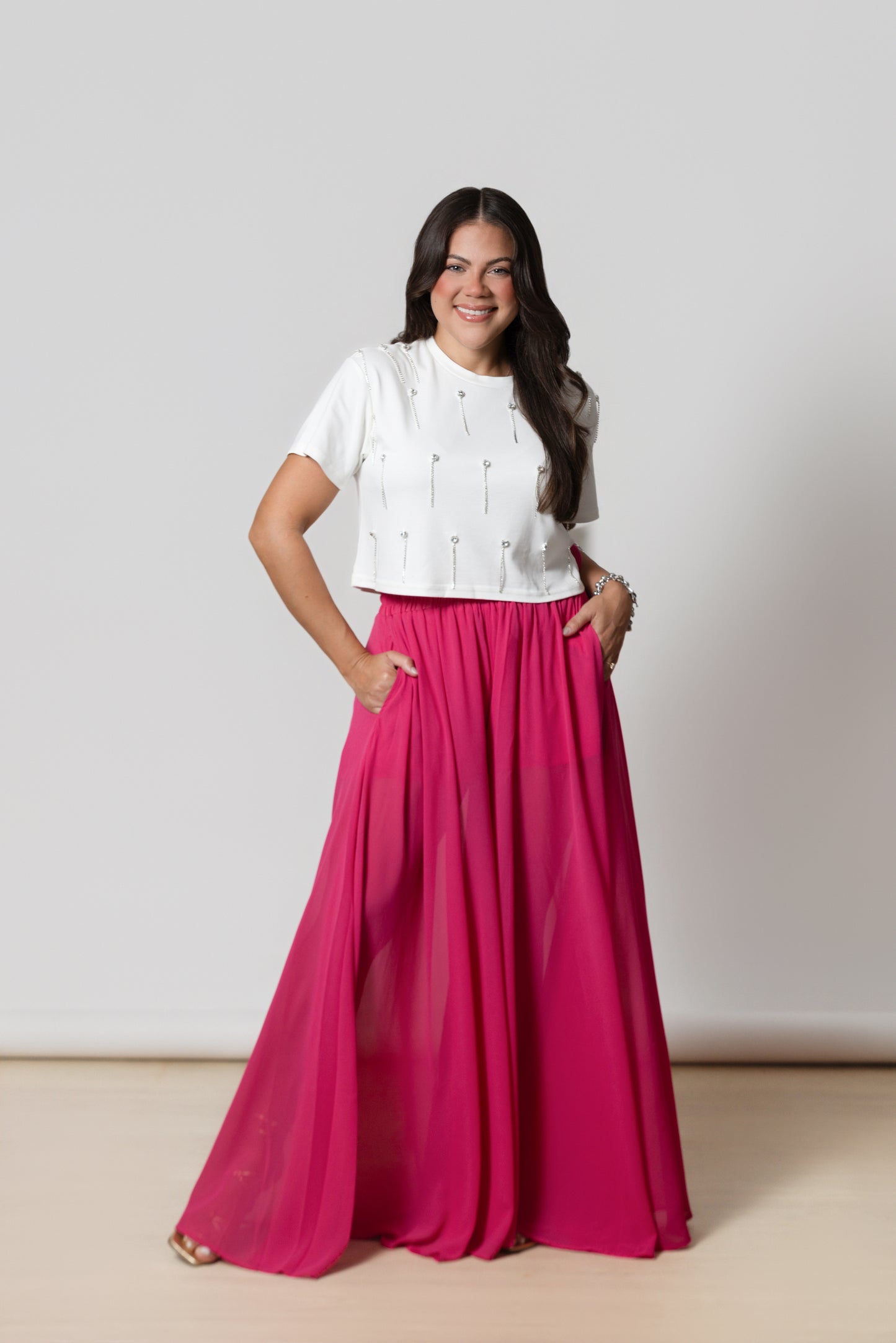 Pink Sheer Palazzo