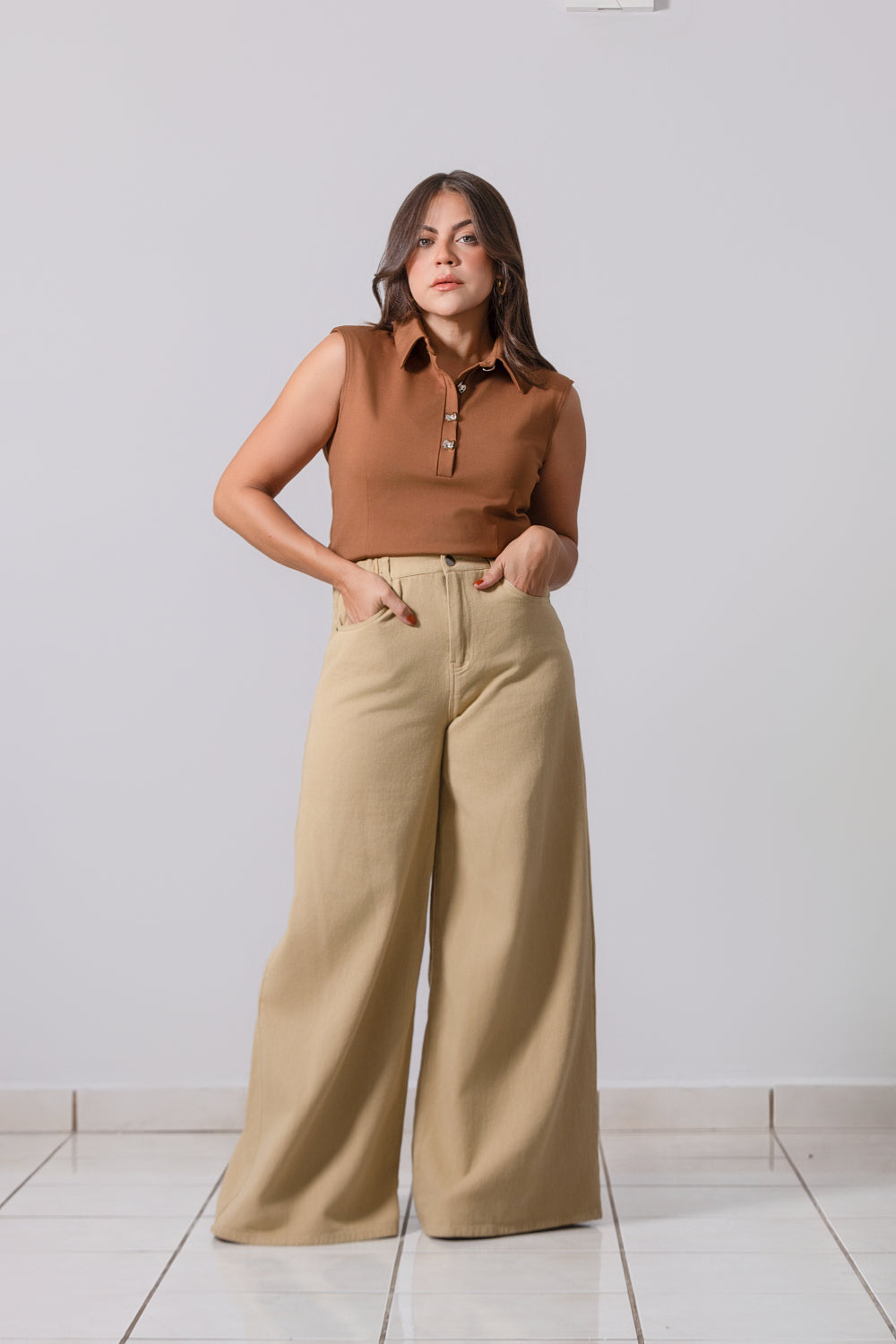 Camel Wide Leg Jeans